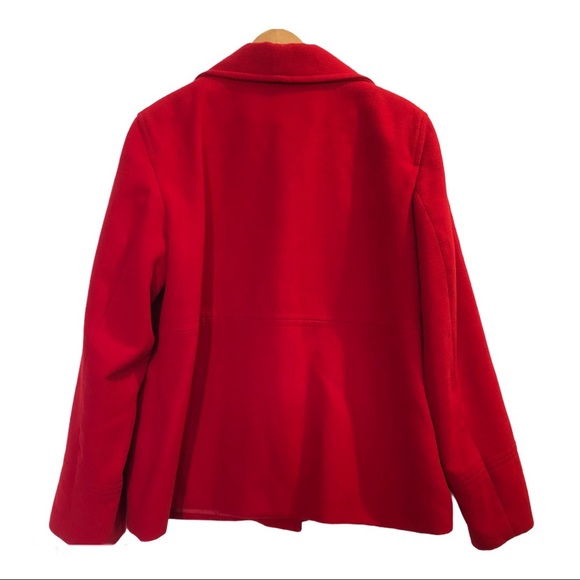 JM Collection Classic Red Wool Style Coat Size XL - Picture 2 of 6